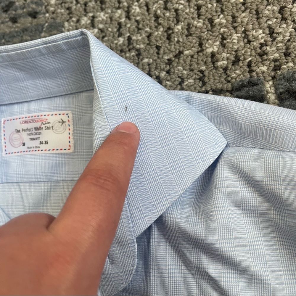 Lorenzo Uomo Trim Fit Long Sleeve Button Down Shirt, Neck 16 34-35 Sleeve, Blue - Picture 4 of 7